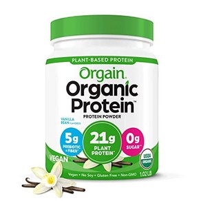 Orgain Organic Vegan Protein Powder Vanilla Bean Orgain 유기농 비건 단백질 파우더 바닐라 콩 - 21g 식물성 단백질 글루텐 프