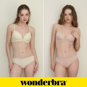 [Wondeba] 퓨징 볼륨 노와이어 브라팬티 4종세트 크림+베이지 WBW4N3335_T