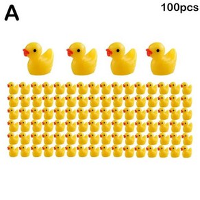 미니 노란색 오리 장식 미니어처 피규어 작은 송진 수공예 마이크로 풍경 홈 50/100 개, [01] 100pcs No Light