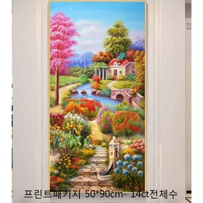 크로스코리아 실십자수 프린트패키지-여름정원 50*90cm - 11ct전체수