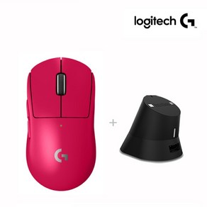 로지텍 코리아 (정품) 로지텍 G PRO X SUPERLIGHT2 슈퍼라이트2 지슈라2 무선 게이밍 마우스+ 이메이션 충전독 패키지, 핑크마우스+블랙충전독