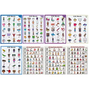 131 CVC Cards + 2 Workbooks +8 Posters 영어 카드 파닉스 단어 위한 병음 단어 영어 학습 카드 위한 언어 차트와 책