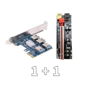 채굴용 1to4 pcie X1 라이저카드 확장 슬롯 어댑터 인터페이스 1+1, 확장슬롯 1개 + 009s 플러스 1개, 2개