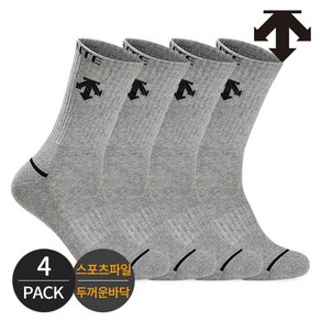 데상트 남성 스포츠 파일 라인 중목양말 4P_GY, 4족세트_GY, FREE