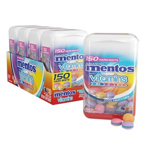 Mentos 180925 멘토스 무설탕 비타민 하드민트 후르츠 믹스 150개 4팩, 인텐스 페퍼민트_150 Count (Pack of 4), 150 Count (Pack of 4), 4개