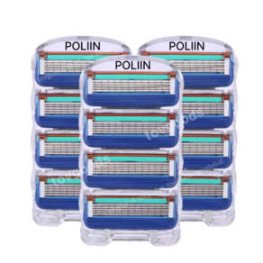 POLIIN 질레트 호환 면도날 5중날 고급형 퓨전 매뉴얼 블루