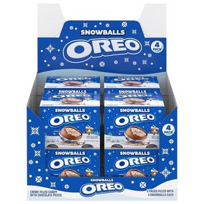 OREO 초콜릿 스노우볼 크림 충전 홀리데이 캔디 쿠키 피스 포함 8-4팩, 112g, 4개