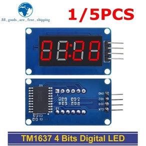 아두이노 7 세그먼트 디지털 LED 디스플레이 모듈 TM1637 4 비트 0.36 인치 시계 레드 양극 튜브 4 직렬 드라이버 보드 1 개 5 개, [01] 1pcs, 1개