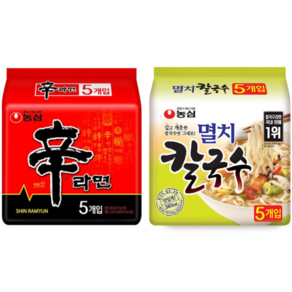 농심 신라면 120g 5개 + 멸치칼국수 98g 5개, 10개