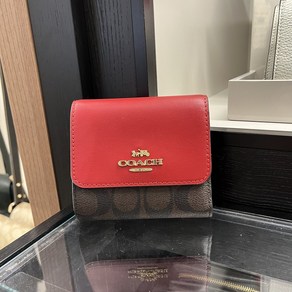 코치 아울렛 호환 블로킹 시그니처 캔버스 스몰 3단 지갑 Coach Small Tifold Wallet In Blocked Signatue Canvas CE930 IMRVQ