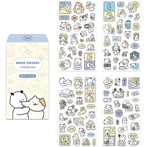 대시앤도트 뽀작뽀작 감정기복 리무버 씰 스티커 4종 세트, 혼합색상, 1세트
