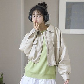 러브톡식 여성 F 레더 숏 블루종