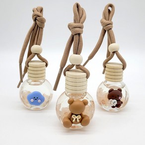 [다잇드라] 차량용 캐릭터 룸미러용 미니디퓨저 10ml+리필 15ml포함, 토끼곰돌이, 분위기좋은 카페향기 헤이즐넛커피향, 25ml, 1개