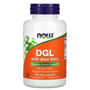 NOW Foods DGL with Aloe Vera 400mg 100 Veg Capsules 나우푸드 유기농 알로에 베라 디글리시라이즈드 감초