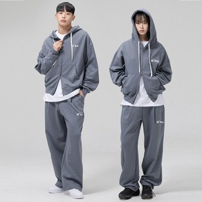 [SET] 그랜피니 남녀공용 스몰 로고 오버핏 투웨이 후드 집업 + 원턱 밴딩 스트링 트레이닝복 셋업