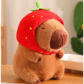 [kc인증 완료! 안심구매] Seonsi home 보들보들 카피바라 인형 어린이 좋아한 선물인형, 딸기 카피바라, 1개, 22cm