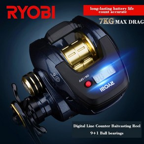 한치전동릴 RYOBI 150R 디지털 라인 카운터 초경량 베이트 캐스트 낚시 릴 최대 드래그 7kg 9 + 1 BB 방수, 1.오른손, 01 Right hand.