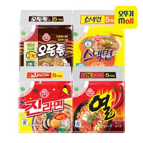 오뚜기 진라면 매운맛 5p + 오동통면 5p + 얼큰한 맛 스낵면 5p + 열라면 5p, 1개