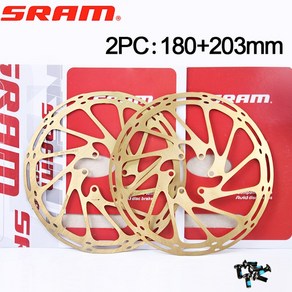 시마노 자전거 브레이크 2PC SRAM 로터 160mm 브레이크 203mm 디스크 센터라인 MTB 산악 자전거 유압 Rotot, 12 2PC-Gold-180-203, 2개