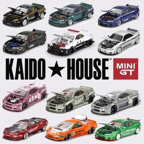 전투기 다이캐스트 Kaido House + MINIGT 1/64 닛산 스카이라인 GT-R (R34)(R33) 혼다 NSX 레이싱 Woks V3 V2 KHMG 자동차 합금 다이캐스, 06 649