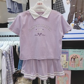 [소이] NC인천점 #23년 여름신상# 바이올렛 컬러의 4부 테니스 셋업 카라티&테니스 셋업 스커트@상하복세트