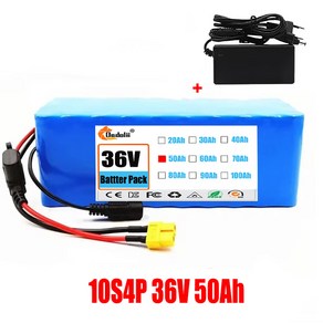 전기 자전거 BMS 및 충전기 18650 리튬 배터리 팩 10S4P 36V 100Ah 500W 고전력 100000mAh, 1개