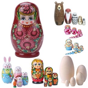 러시아 Matyoshka 나무 공예 소재 목재 중첩 여아용 장난감 마트료 인형 마트료시카 목각 생일 선물, 23 5pcs, 1개