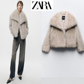 자라 여성 인조 모피 크롭 자켓 zara