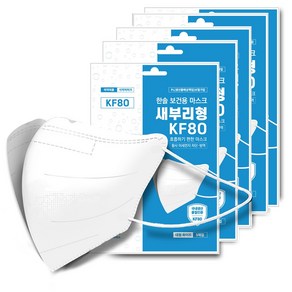 한솔보건용마스크새부리형(KF80), 5개입, 10세트, 흰색