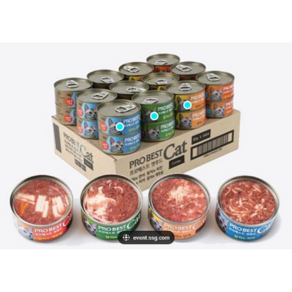 프로베스트 캣푸드 캔 참치와 치킨 80g x 6캔 + 참치와 치어 80g x 6캔 + 참치와 연어 80g x 6캔 + 참치와 게맛살 80g x 6캔 세트, 1개, 3.84kg