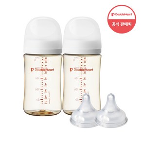 더블하트 모유실감 3세대 PPSU 베이직 트윈팩 240ml+젖꼭지(2입), 제뉴인화이트, 3세대 젖꼭지S, 1개