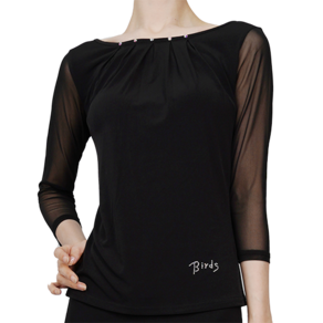 팔색조 댄스복 [균일가] 기본 티셔츠 33800원 1탄 / 블랙 기본 티셔츠 2종, 블랙(BLACK), 1. 5-1 보석 주름 베이직 티셔츠