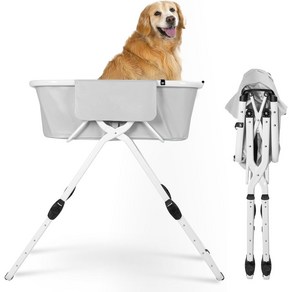 강아지 고양이 반려동물 휴대용 접이식 욕조 튼튼한 PVC 애견 애완동물 이동식 욕조 소형견 중형견 발코니 홈 미끄럼방지 욕조, 1개, 그레이