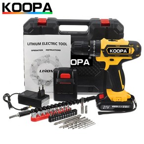 KOOPA TOOL 3 in 1 브러시리스 전동 해머 드릴 전동 스크루 드라이버 25+3 토크 무선 임팩트 드릴, 배터리 1개, 파란색, 1개