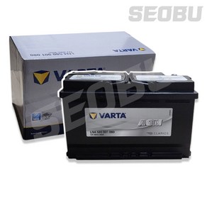 VARTA AGM80 블랙/실버 자동차배터리 싼타페 투싼 그랜저HG 그랜저IG 제네시스G70 스포티지 K5 K7 올뉴말리부 크루즈디젤 배터리, 1개, VARTA AGM80(블랙) 대여안함+폐전지반납