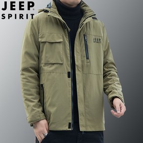 JEEP SPIRIT 지프 스피릿 남성용 겨울 야상 캐주얼 바람막이 후드 탈부착 패딩 기모안감 자켓 JC8111B+사은품