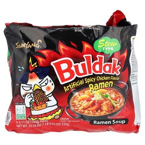 삼양 불닭 볶음면 라면 스튜 타입 5개 halal Buldak amen soup stew type, 725g, 725g