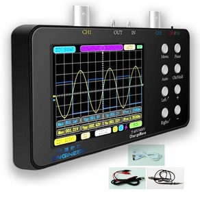 HAPPYSOOP 2채널 휴대용 오실로스코프 소형 멀티 50M 샘플링 미니 디지털 전류, 본체+악어클램프선1+고압프로브1, 1세트
