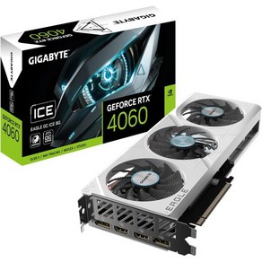 기가바이트 지포스 RTX 4060 이글 OC ICE 8G 그래픽 카드 윈드포스 팬 3배 8GB 128비트 GDDR6 GV N4060 8GD 비디오