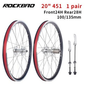 자전거 휠셋 ROCKBAO 접이식 휠 406/451 디스크 V 브레이크 베어링 2 개 100MM 135MM BMX 세트 20 인치