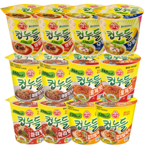 자뻑몰 오뚜기 컵누들 6종 매콤한맛2+우동맛2+매콤찜닭맛2+로제2+마라2+김치쌀국수2, 12개