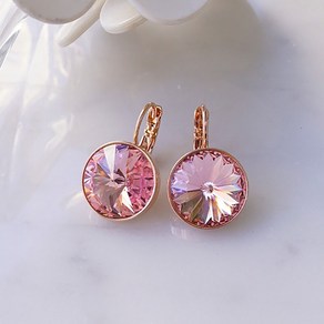 오스트리아 정품 크리스탈 로즈골드 14mm 라이트로즈 귀걸이 crystal earrings