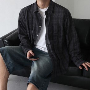 베이직바이블 린넨 코튼 오버핏 피플 체크 셔츠 남방(8colo)