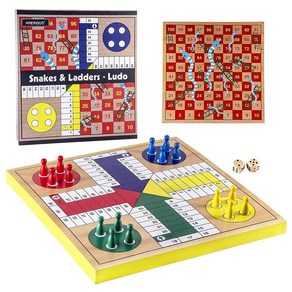 AMEROUS 12 inches Wooden Ludo Boad Game/인기 보드게임/Snakes and Laddes 2 in 1 Revesible, 1개