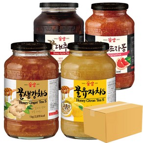 효진유통 꽃샘 액상차 1kg 4종 꿀생강차S + 꿀유자차S + 꿀대추차 + 꿀레드자몽차, 1개, 1개입