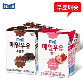 매일우유 멸균200mlx24팩(초콜릿12+딸기12)무배, 200ml, 1세트