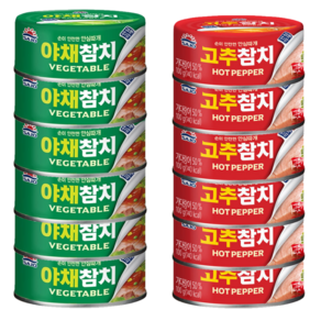 사조 / 안심따개 야채참치 100g x 6개 + 고추참치 100g x 6개 세트