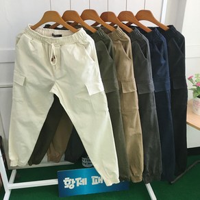 겨울 기모 면 스판 일자 반배기 카고 조거 밴딩 바지(M-5XL)