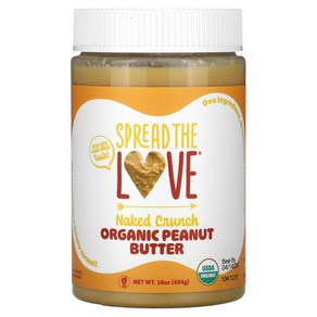 Spead The Love 유기농 땅콩 버터 네이키드 크런치 454g(16oz) Love (스프레드 더 러브), Spead The Love, 유기농 땅콩 버터, 네이, 1개, 454g
