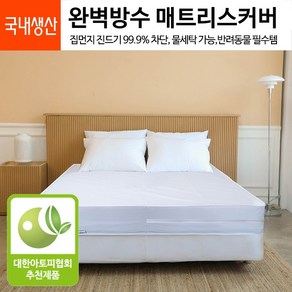 세컨투넌 라텍스 지퍼형 퀸 150x200x15Cm 매트리스 6면 방수커버 국내산 커버 알러지케어 항균 진드기차단